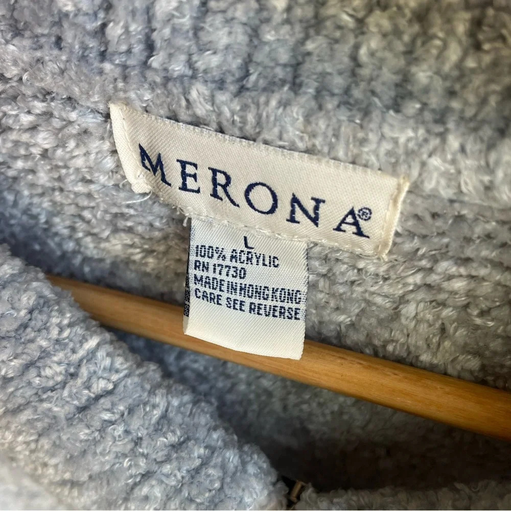 Merona light blue/grey fluffy zipper sweater - Picture 3 of 5